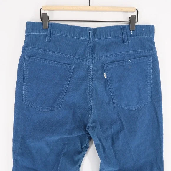 Vintage Levis 646 Pants Mens 36x30 Blue Corduroy Flare Bell Bottom‎ White Tab